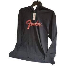 Wrangler Fender Guitar Logo Long Sleeve Shirt With Hood Black Men's Size XL NEW